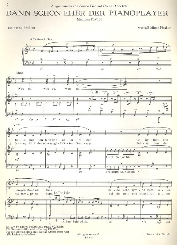 Dann schon eher der Pianoplayer: