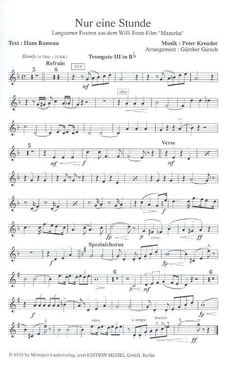 Ich spür in mir   und   Nur eine Stunde: