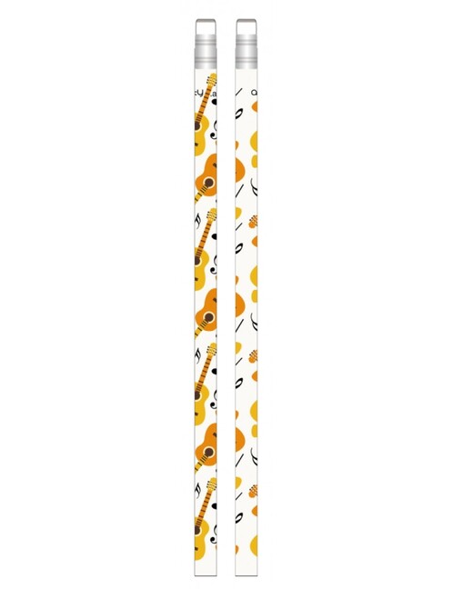 Bleistift mit Radiergummi Gitarre weiß 4C
