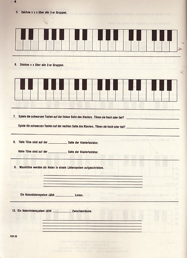 Piano Theorie Grundschule