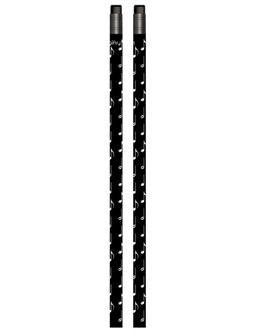 Bleistift mit Radiergummi Noten schwarz/silber