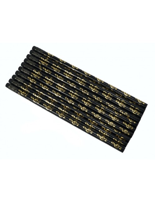 Bleistift mit Radiergummi Violinschlüssel schwarz/golden