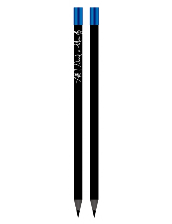 Bleistift "All I Need is Music" magnetisch schwarz/blau