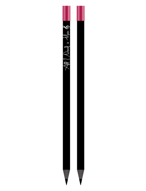 Bleistift "All I Need is Music" magnetisch schwarz/rot