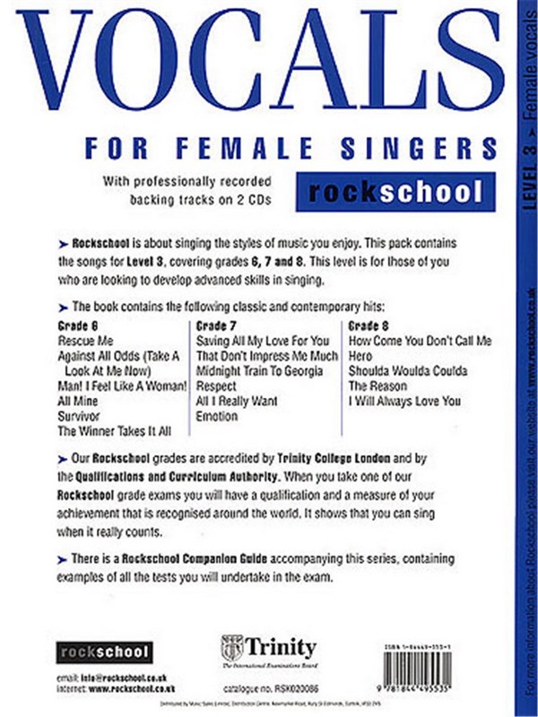 Rockschool Vocals For Female Singers - Level 3