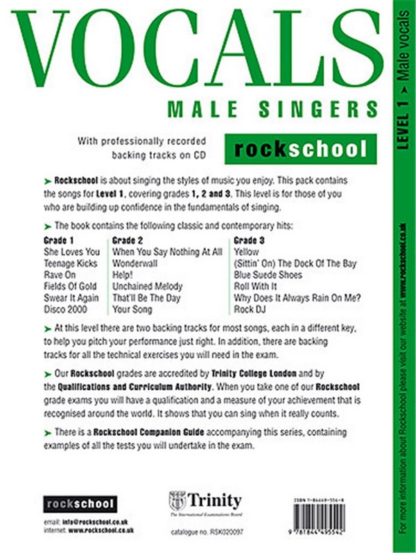 Rockschool Vocals For Male Singers - Level 1