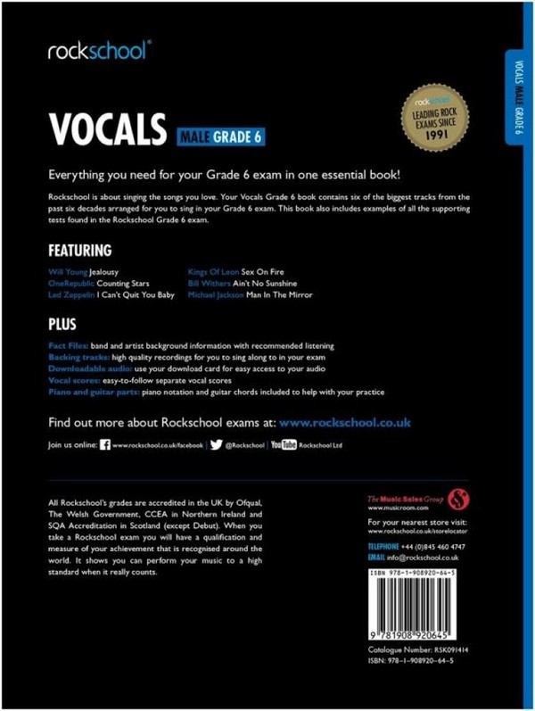 Rockschool: Vocals Grade 6 - Male 2014-2017