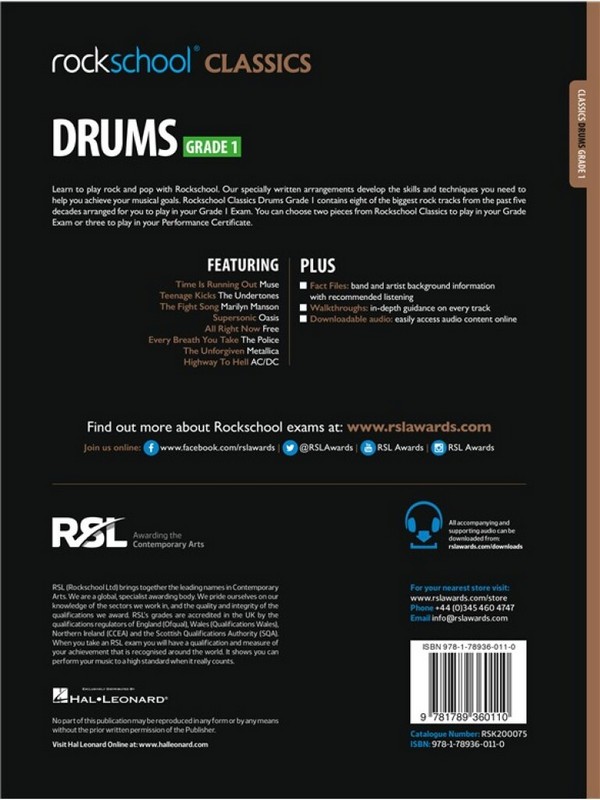 Rockschool Classics Drums Grade 1 (+Online Audio)