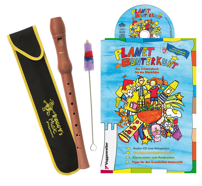 Planet-Bunterkunt-Flöten-Set, barocke Griffweise
