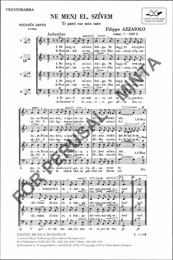 Z14958  Azzaiolo, Ne menj el, szivem