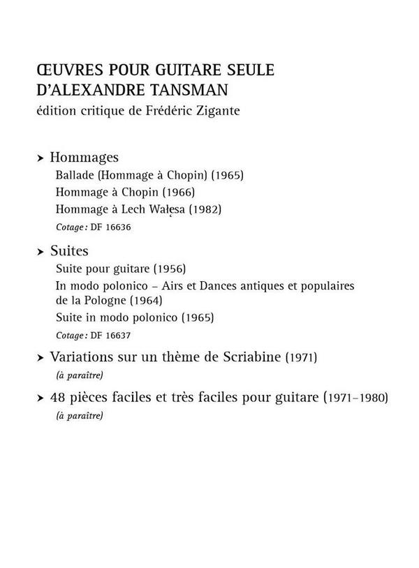 ?uvres pour guitare - Suites