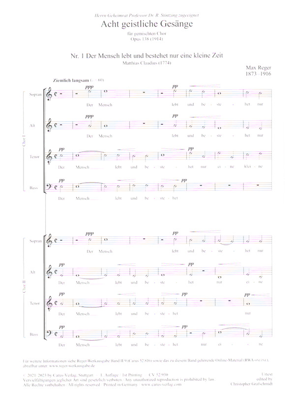 Acht geistliche Gesänge op.138