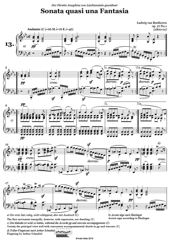 Sonate Nr. 13 Es-Dur op.27,1