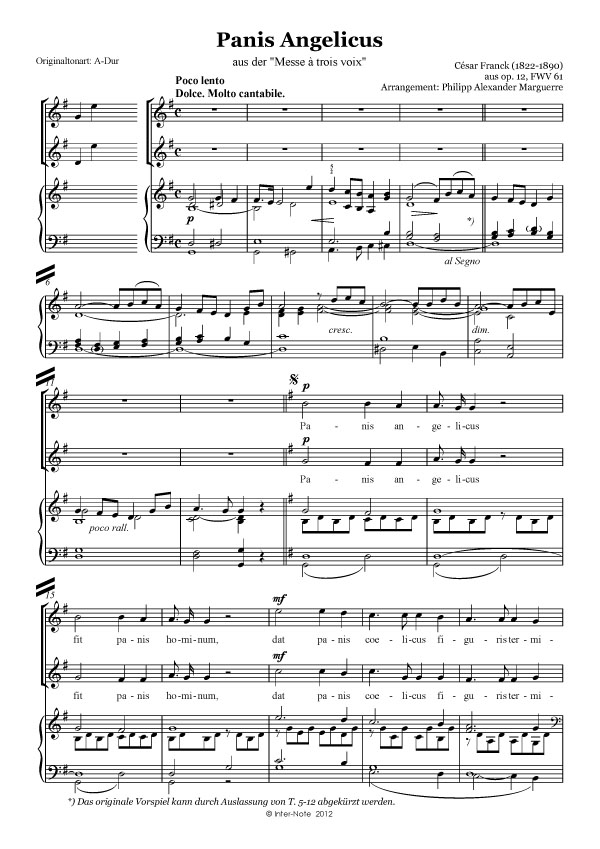 Panis Angelicus aus op.12, FWV 61 