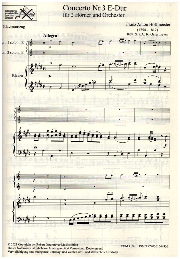 Concerto E-Dur Nr.3 für 2 Hörner und Orchester