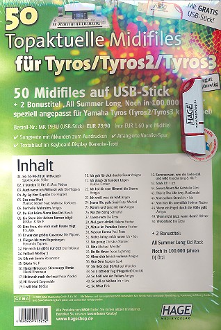 50 Topaktuelle Midifiles auf USB-Stick