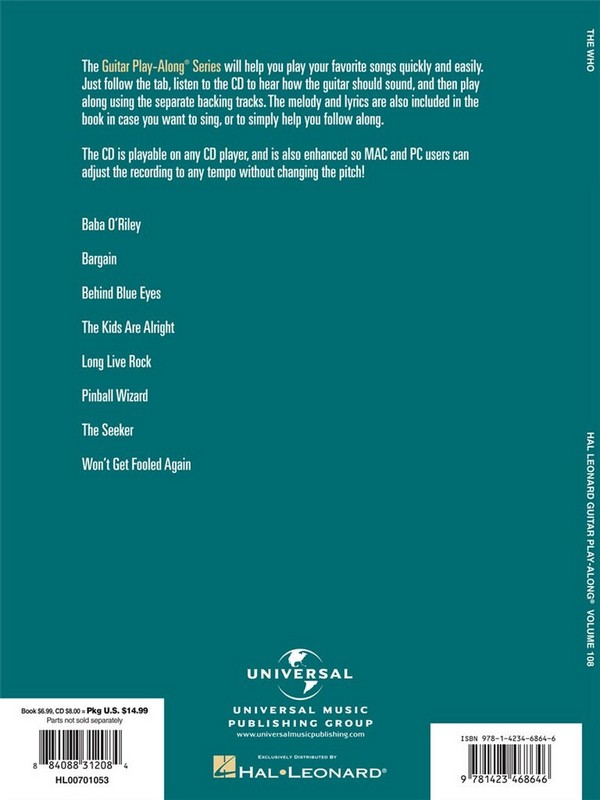 The Who (+CD): guitar playalong vol.108