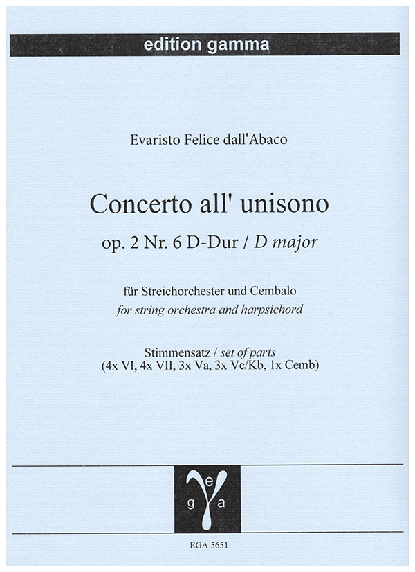 Concerto all'unisono op. 2 Nr. 6 D-Dur