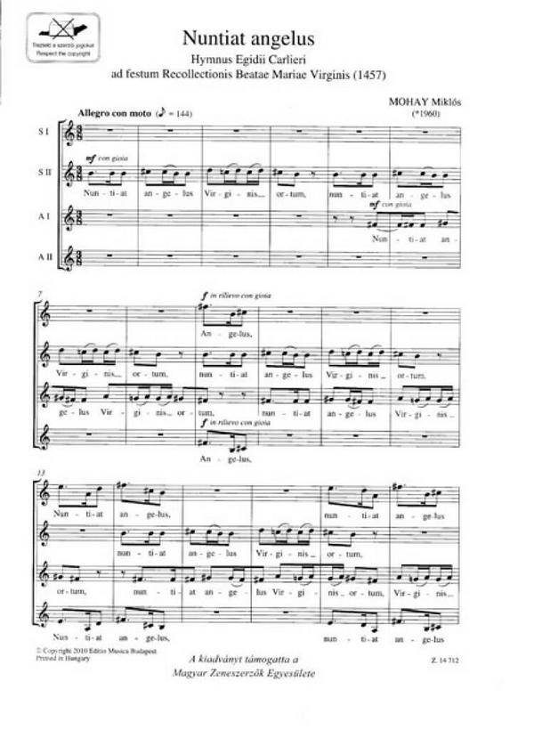 Nuntiat angelus für Frauenchor