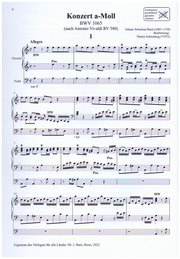 Cembalokonzert a-Moll BWV 1065