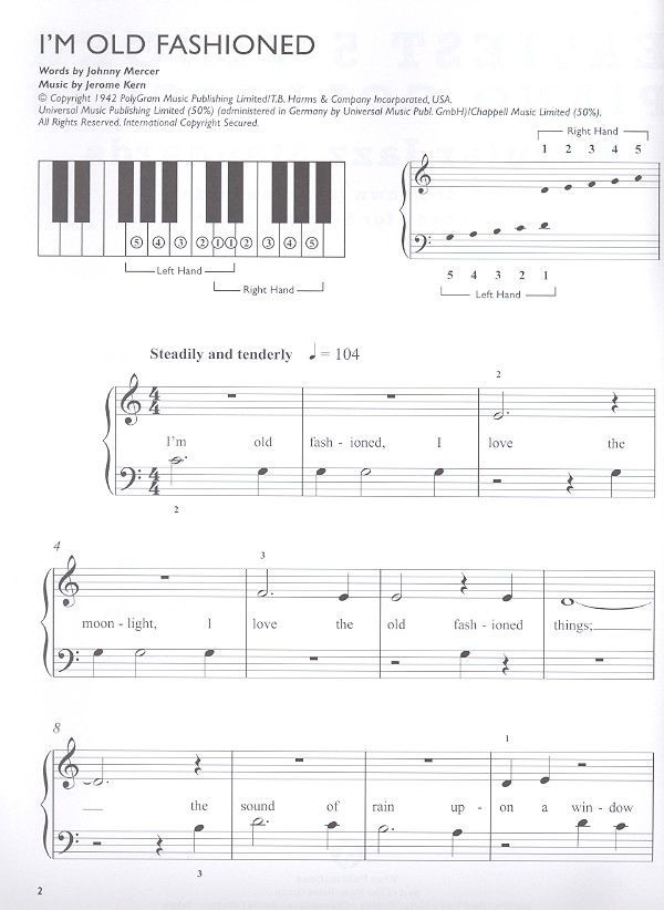 Jazz Standards for 5-finger piano (with text)