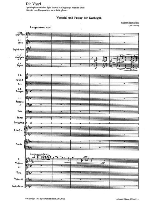 Die Vögel, Op. 30 (in two volumes with German libretto. First time available for sale)
