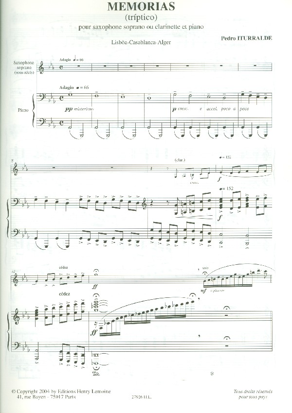 Memorias for saxophone (clarinet)