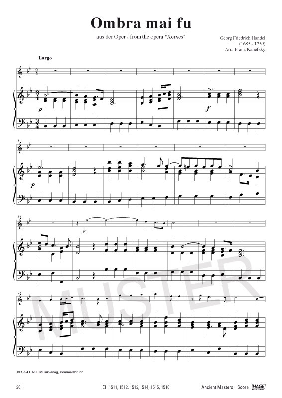 Alte Meister für Trompete und Klavier (Orgel)