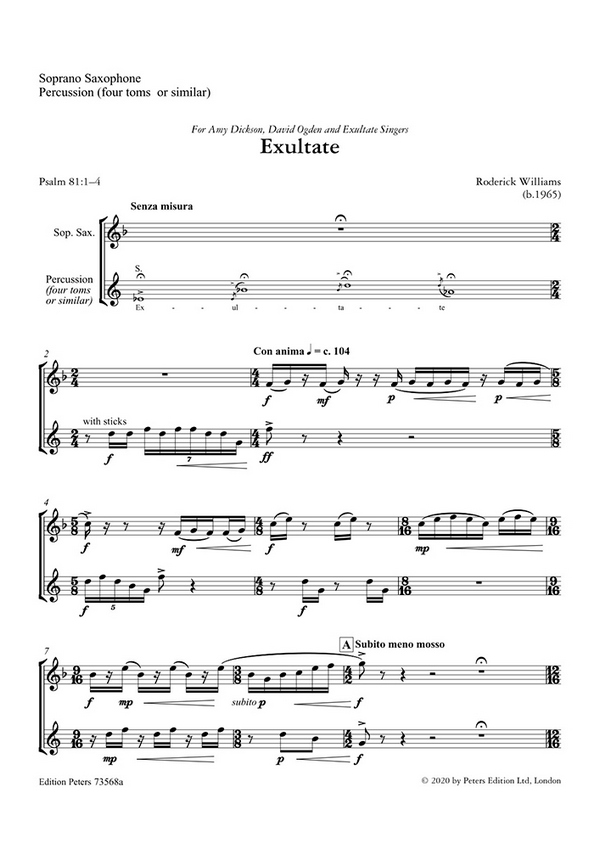 Exultate (sop. sax. & perc. part)