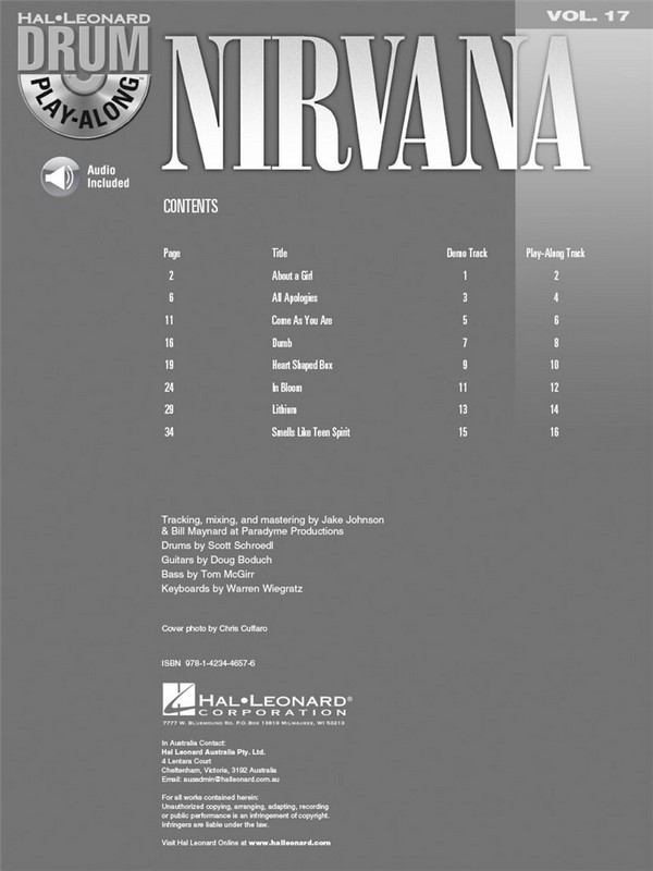 Nirvana (+CD): Drum Play along Vol. 17