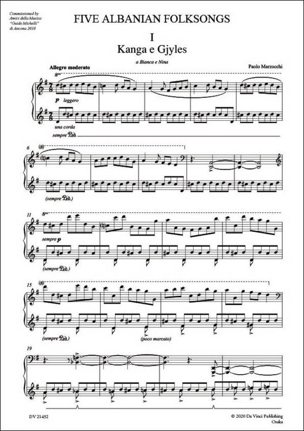 Five Albanian Folksongs for Piano