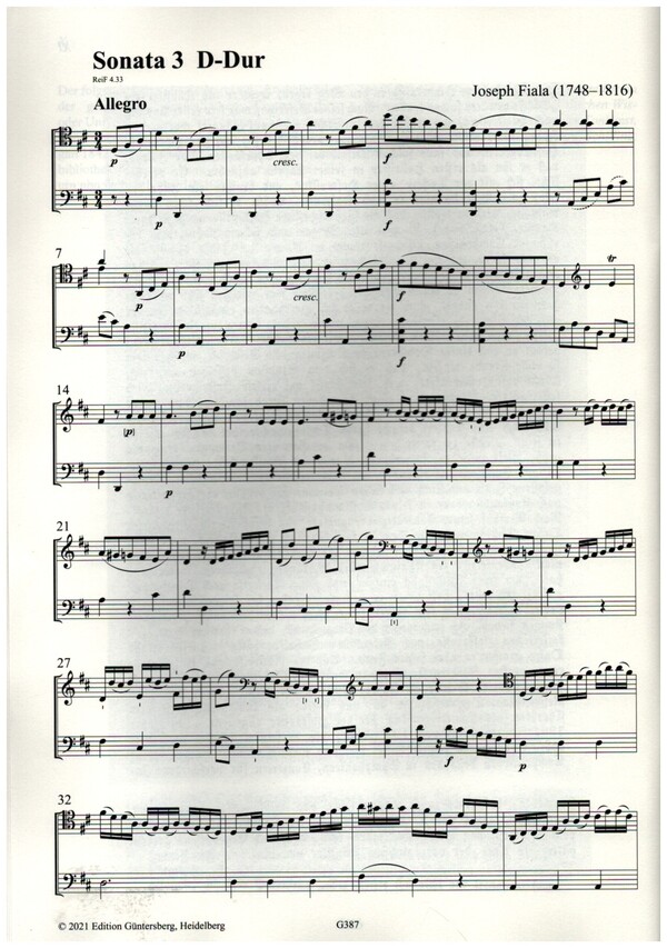 Sonate Nr.3 D-Dur ReiF 4.33