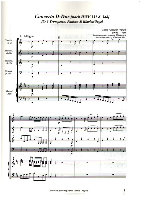 Concerto D-Dur (nach HWV331 und 348)