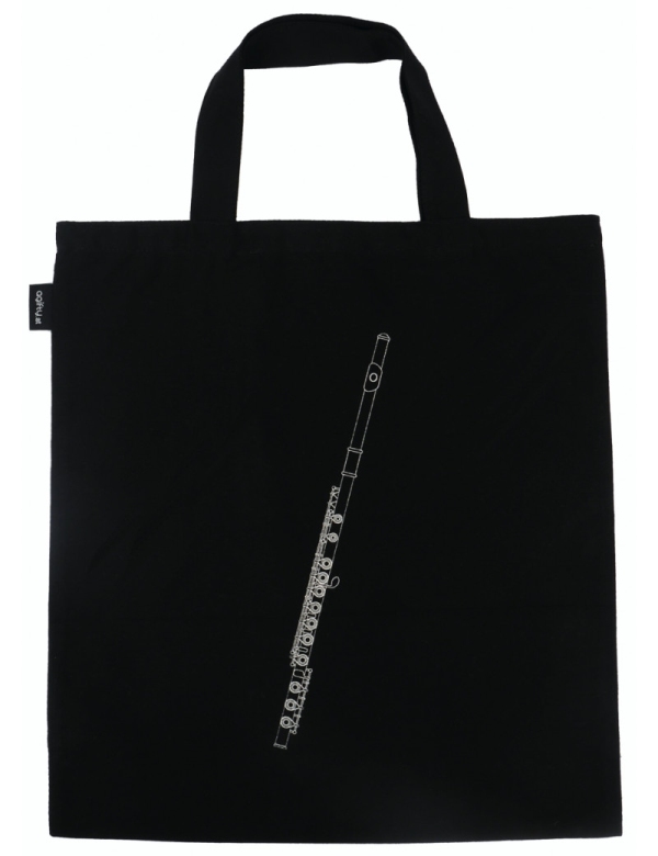 Tragetasche Flöte schwarz/silber (beidseitig bedruckt) 40 x 37 cm