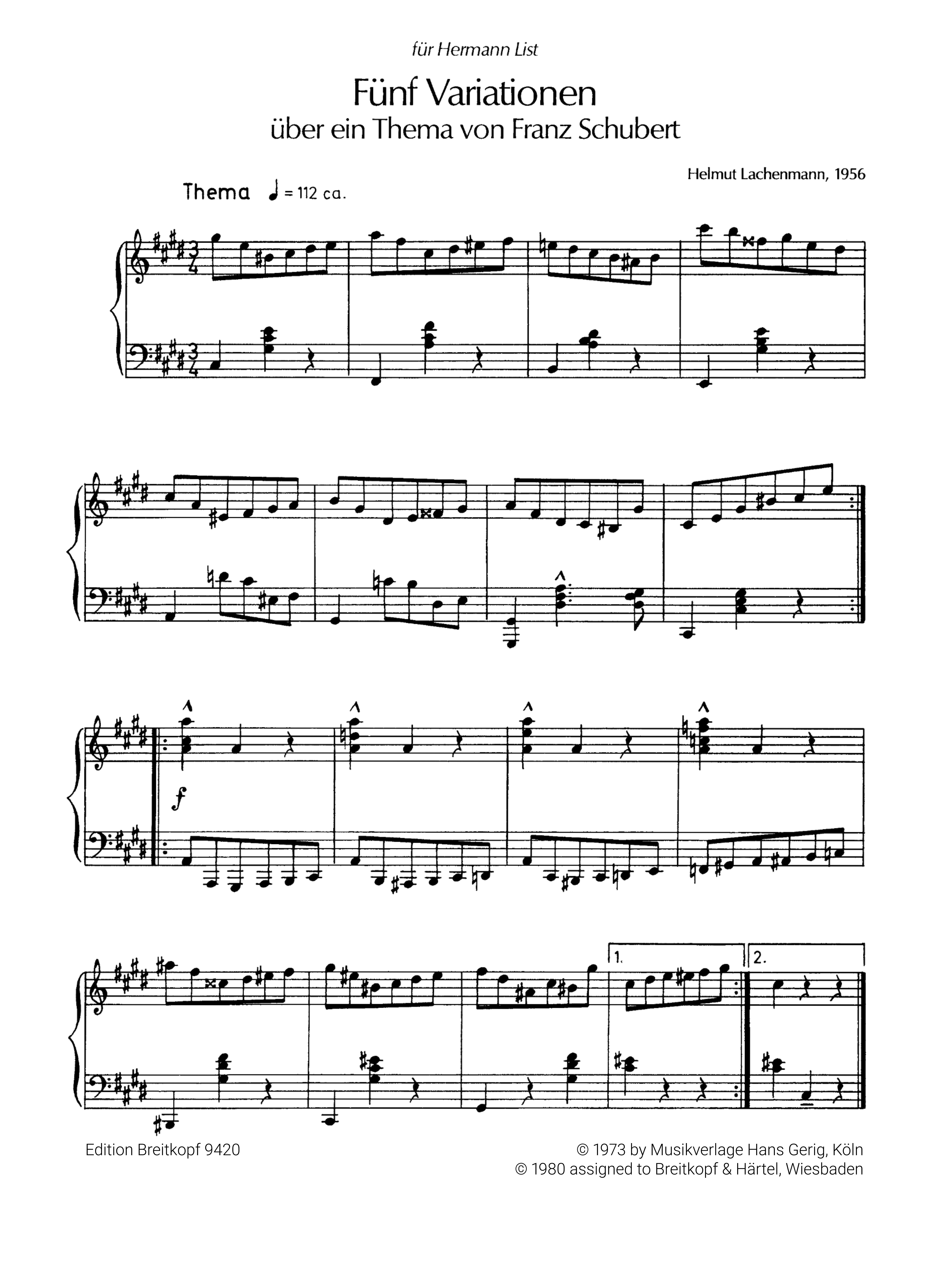 5 Variationen über ein Thema von Franz Schubert