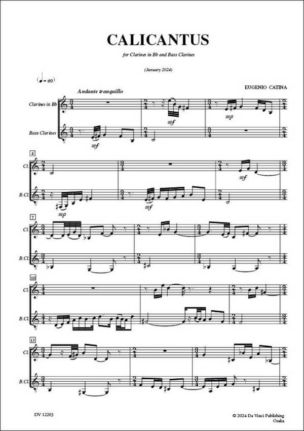 Calicantus, for B-flat Clarinet and Bass Clarinet