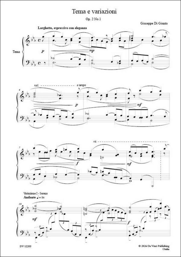 Tema e variazioni Op. 2 No.1, for Piano