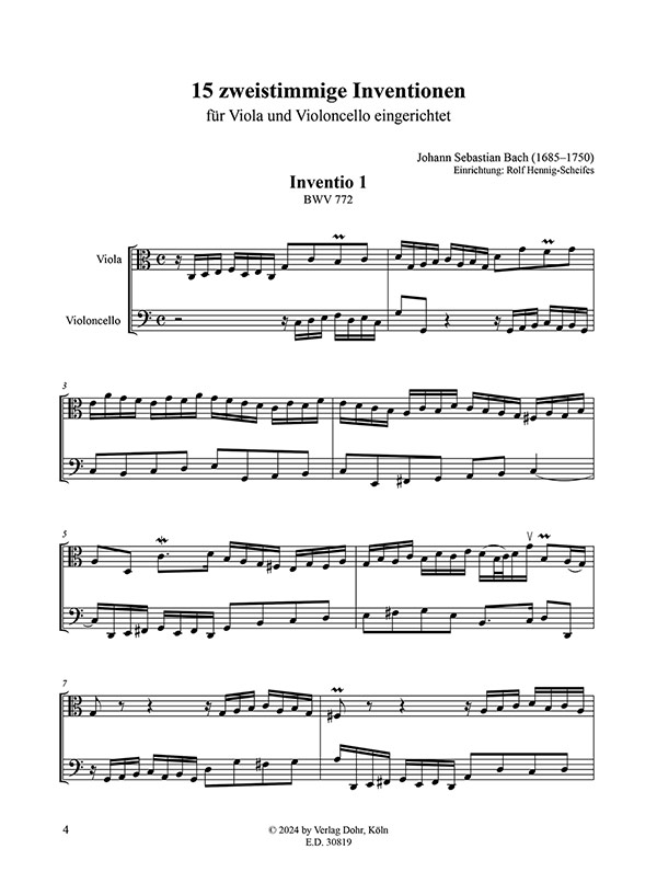 15 Inventionen BWV 772-786   