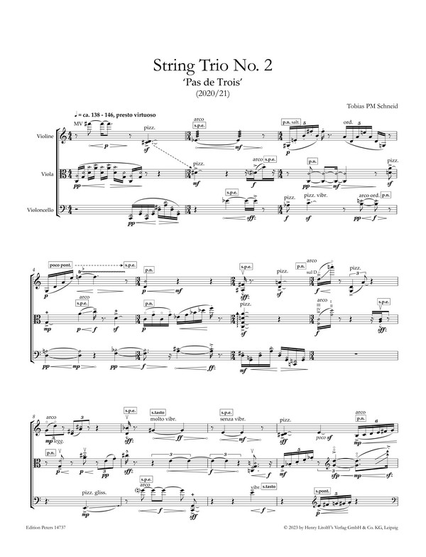 String Trio No. 2 ?Pas de Trois? (Score and Parts)