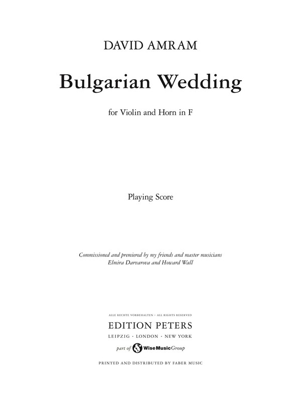 Bulgarian Wedding (Playing Score)