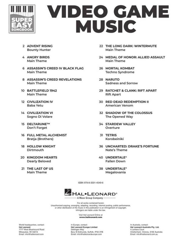 Video Game Music - Super Easy Songbook