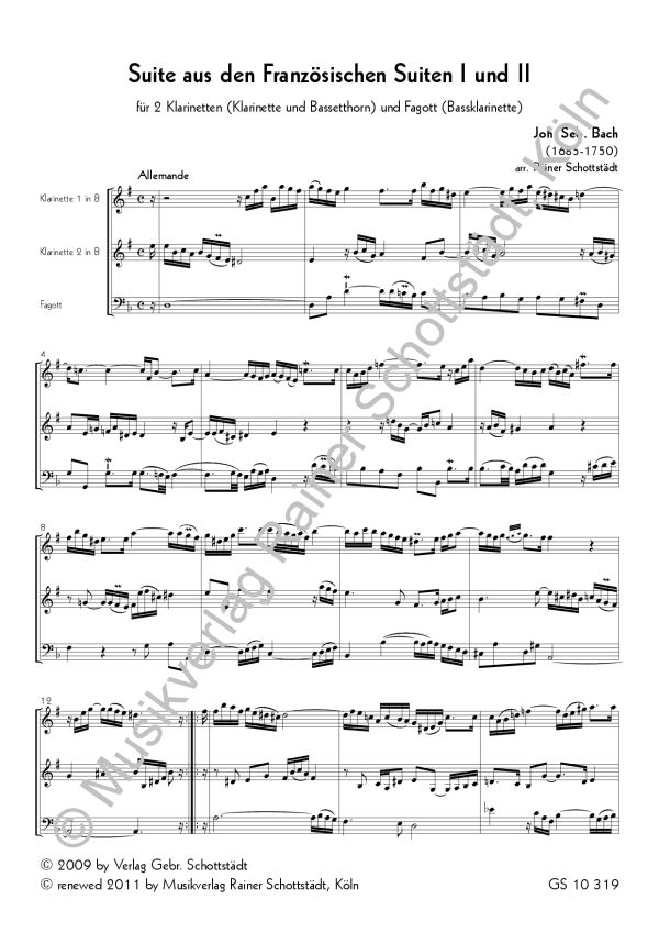Suite nach den Französischen Suiten Nr.1 und 2, arr. R.Schottstädt