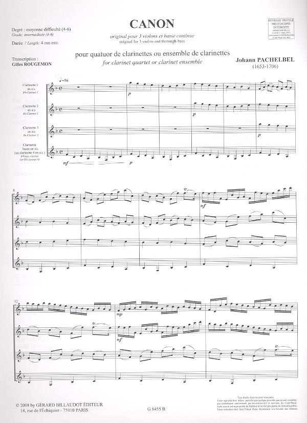 Canon pour 3 clarinettes et clarinette basse