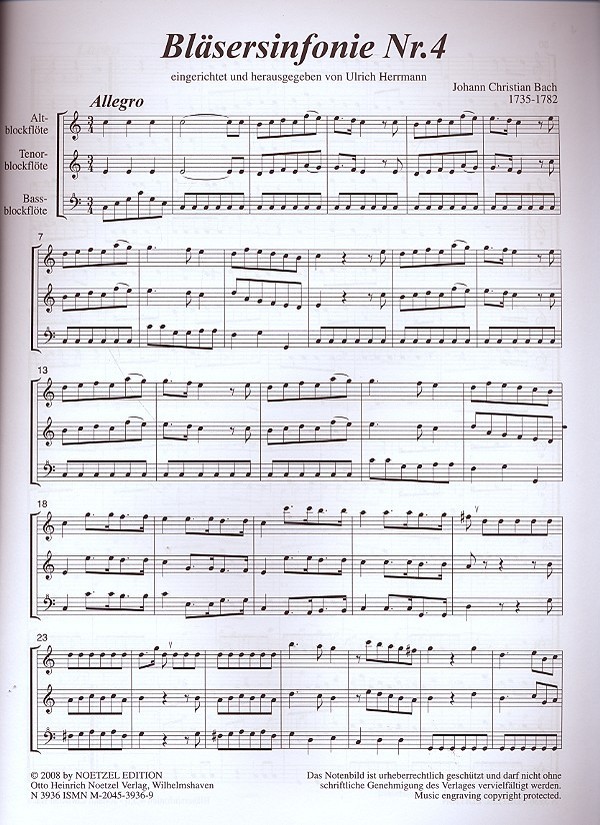 3 Bläsersinfonien Nr.4-6 für 3 Blockflöten