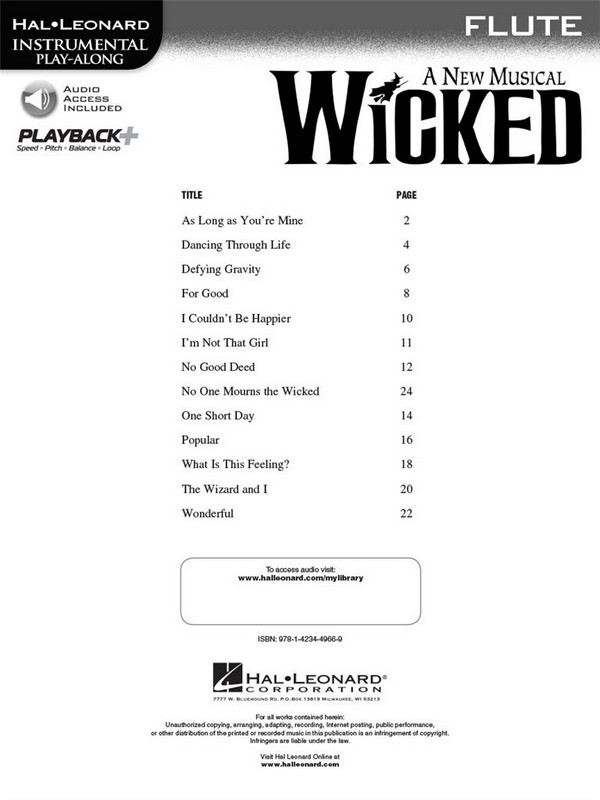 Wicked (+Audio Access): for flute