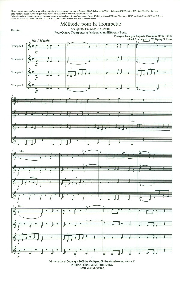 6 Quatuors pour 4 trompettes