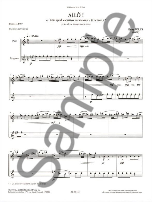 Allô pour 2 saxophones alto