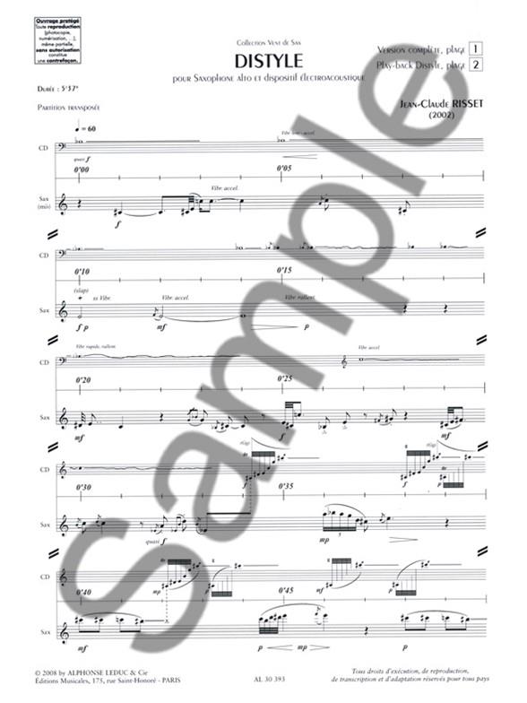 Distyle (+CD) pour saxophone alto et