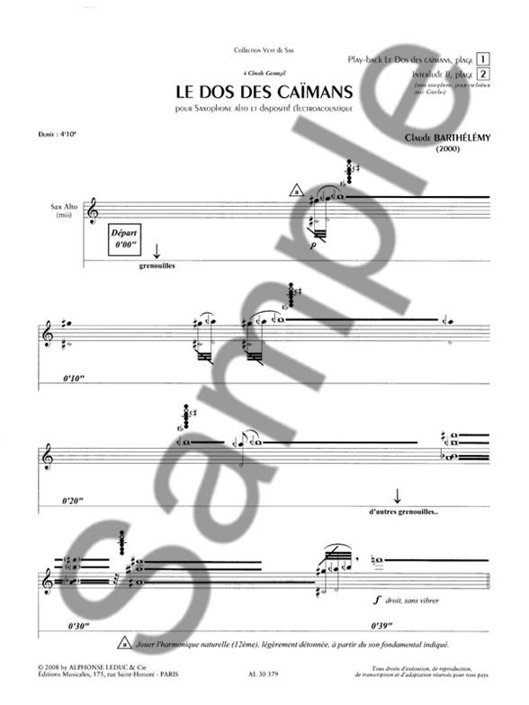 Le dos des caimans (+CD) pour saxophone alto