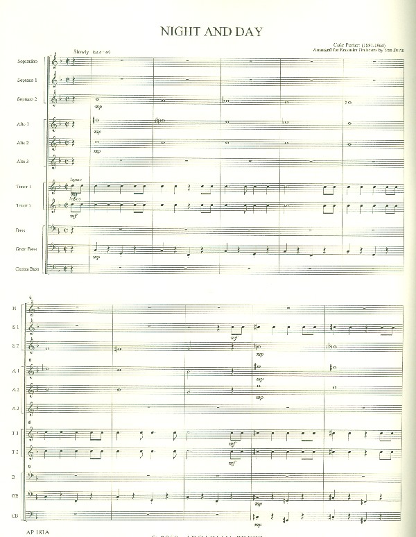 Night and Day for recorder orchestra